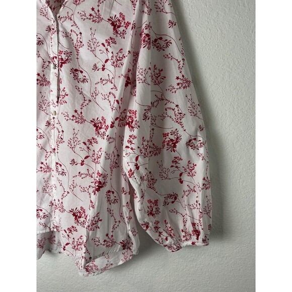 Lucky Brand Shirt Womens XL White Red Floral Button Up Long Sleeve Boho Top - Picture 2 of 7
